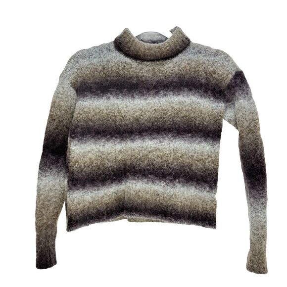 Toad & Co Knit Sweater Sz S Turtleneck Merino Wool Alpaca Blend Crop Stripe $160 - Picture 3 of 6